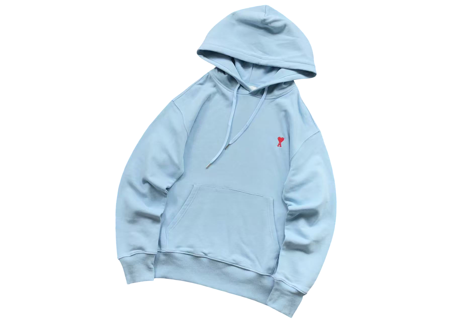 AMI Paris Red Heart Hoodie Blue