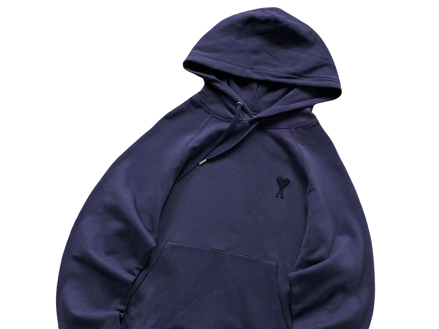 AMI Paris Red Heart Hoodie Navy