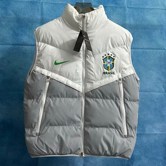 Nike Brazil Puffer Vest White Grey