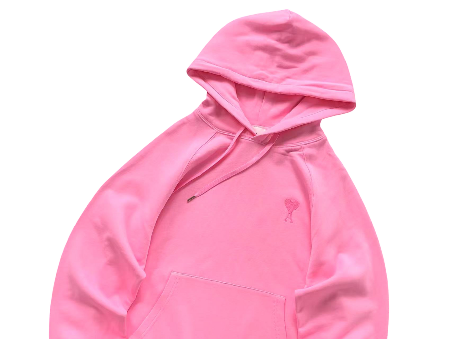 AMI Paris Red Heart Hoodie Pink