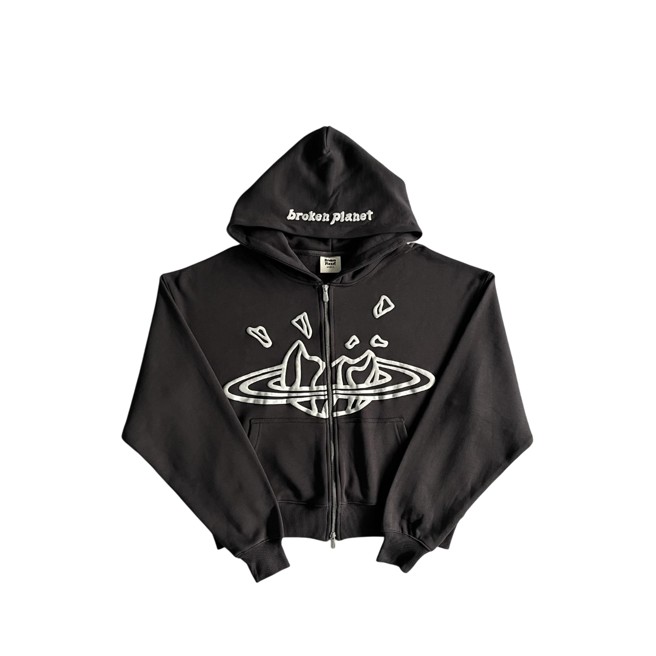 Broken Planet Classic Zip Hoodie Brown/White