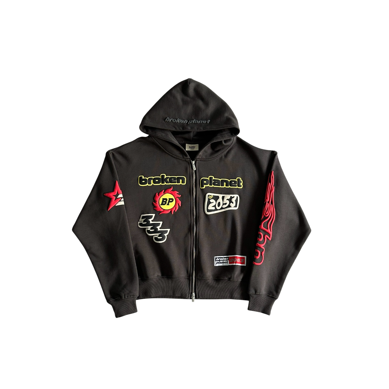 Broken Planet 2053 Zip Hoodie Soot Black