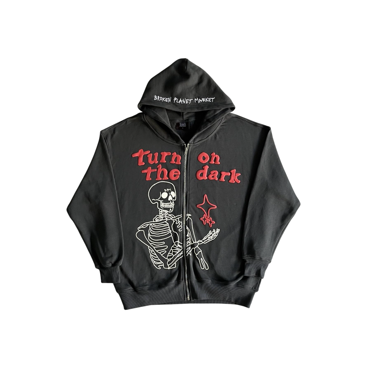 Broken Planet Turn On The Dark Zip Hoodie Black/Red