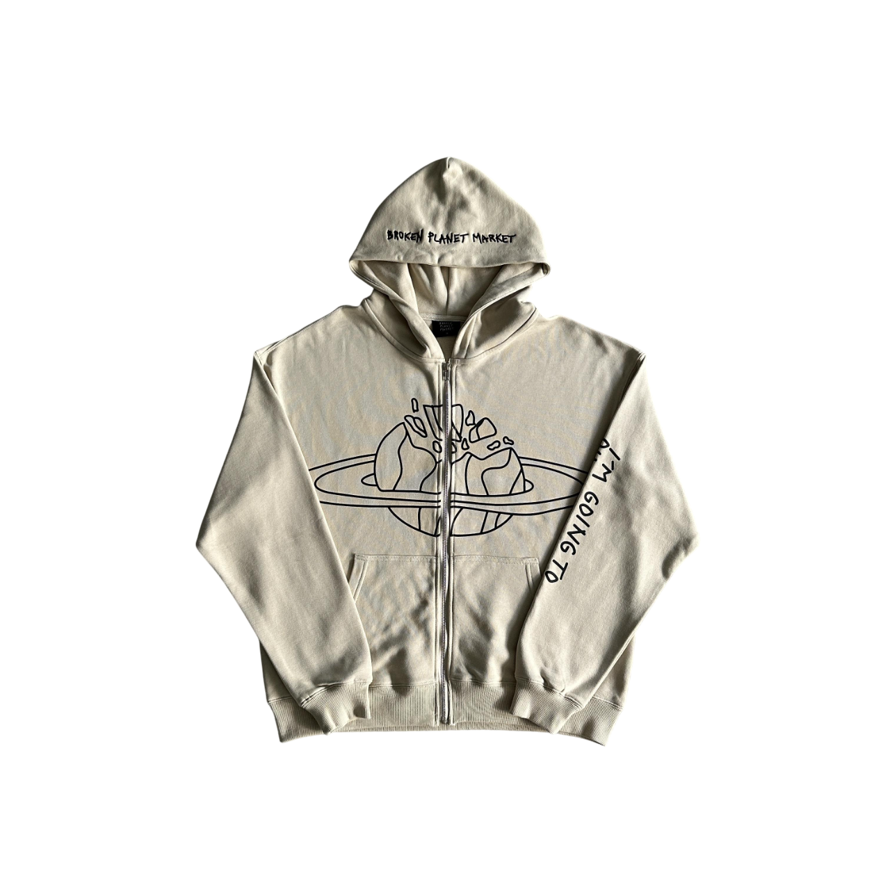Broken Planet Going To Outer Space Zip Hoodie Apricot