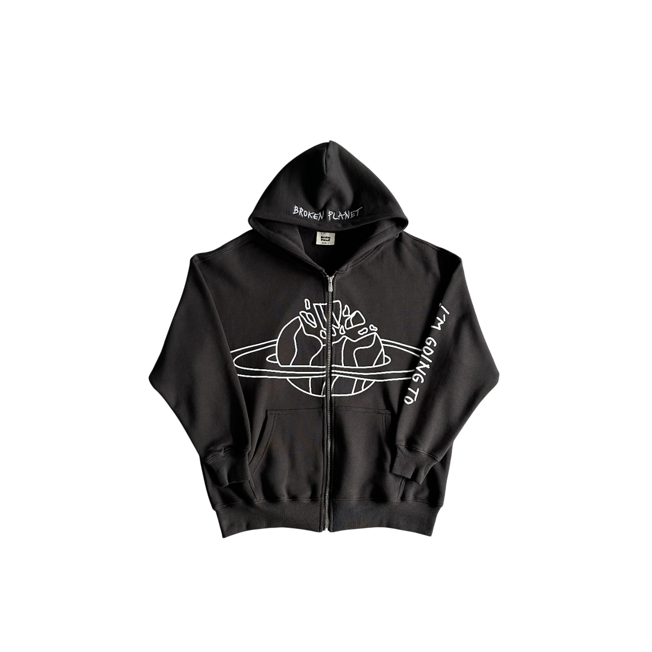 Broken Planet Going To Outer Space Zip Hoodie Black