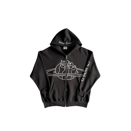 Broken Planet Going To Outer Space Zip Hoodie Black