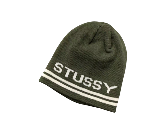 Stussy Striped Beanie Olive
