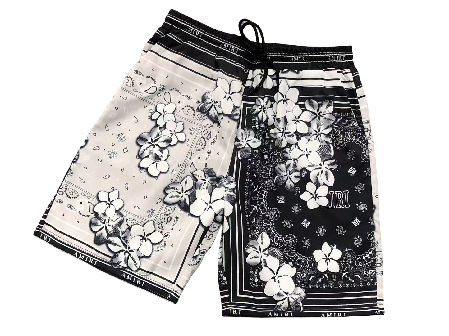 AMIRI Dead Flowers Short Set Black
