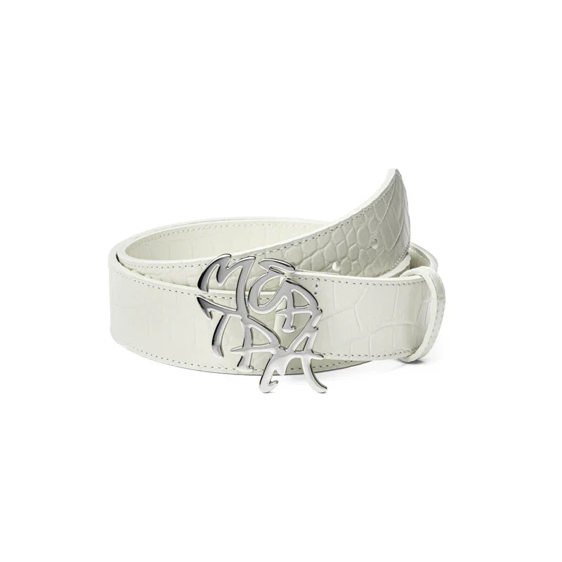 MERTRA Alligator Skin Belt White