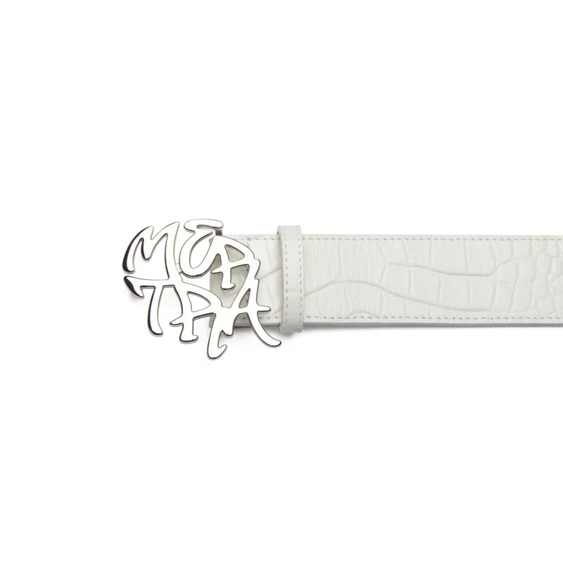 MERTRA Alligator Skin Belt - (WHITE)
