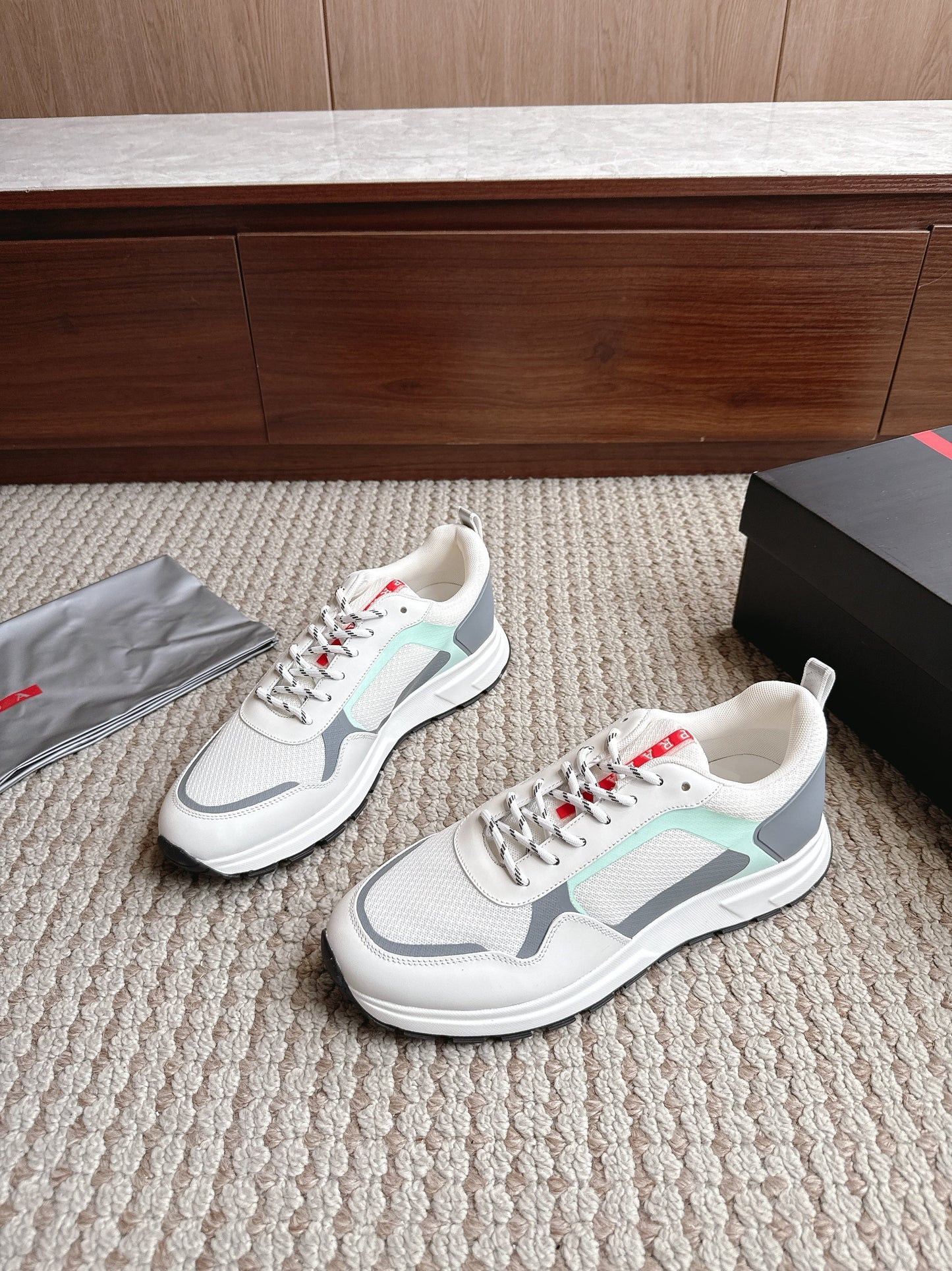 Prada Platform America's Cup White Grey Mint