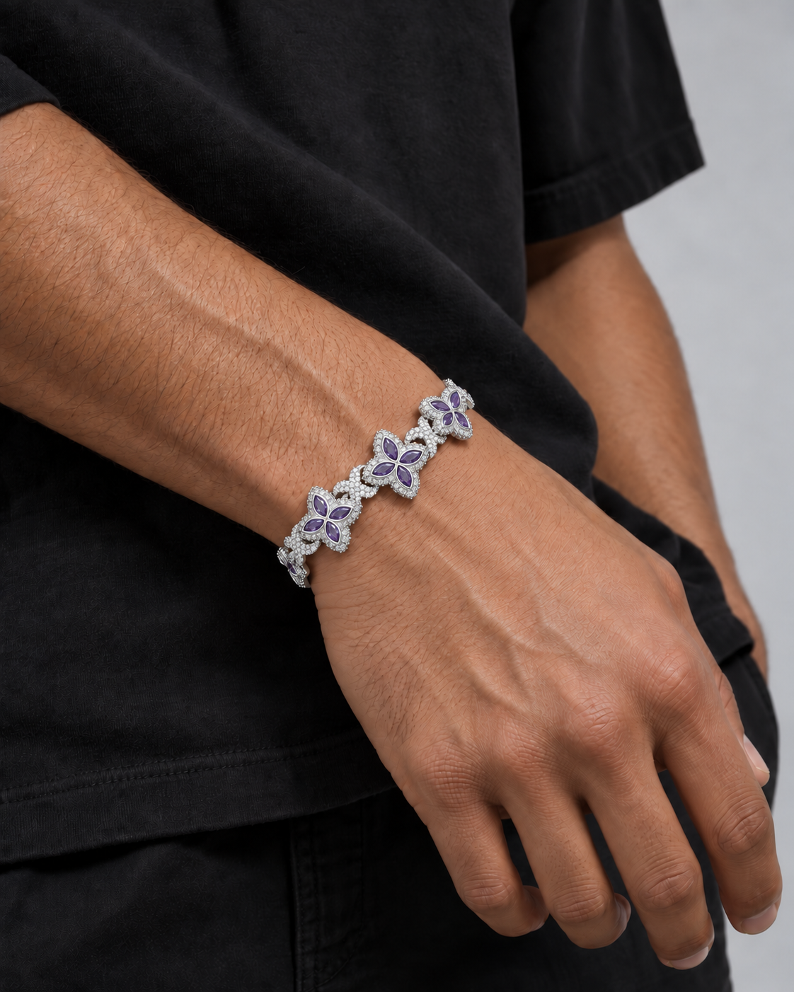 21Dripzz Iced Flower Bracelet Silver Purple