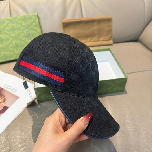 Gucci Web Stripe Detail Baseball Cap - (BLACK/BLUE)