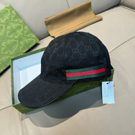 Gucci Web Stripe Detail Baseball Cap - (BLACK)
