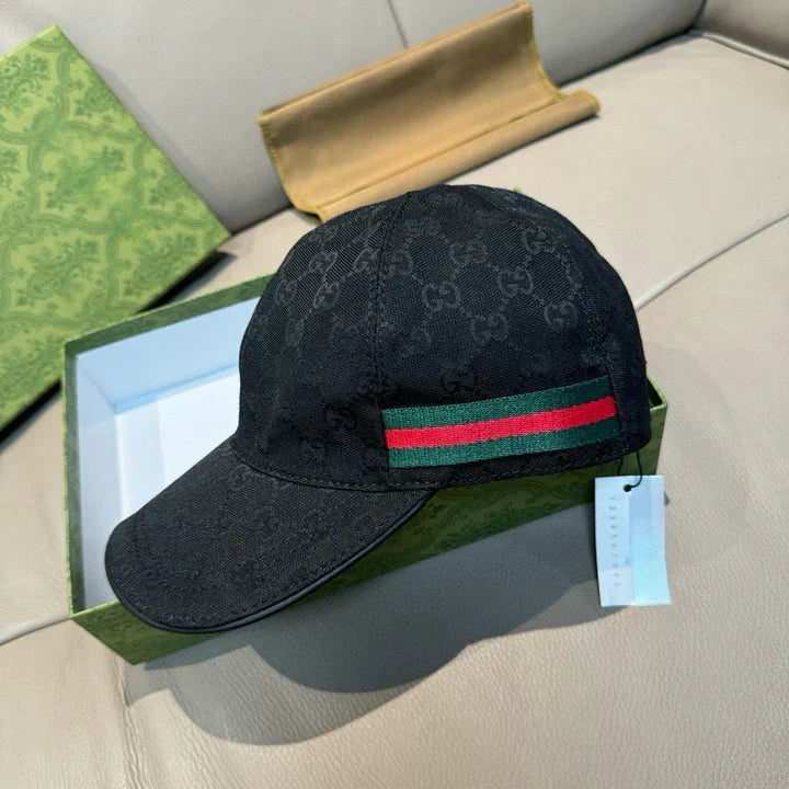 Gucci Web Stripe Detail Baseball Cap Black