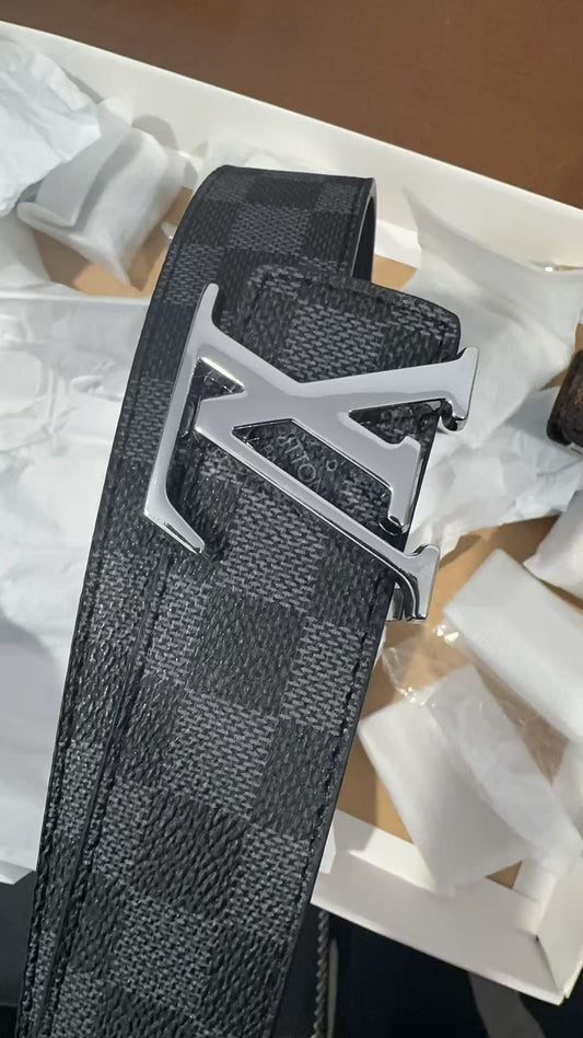 Black Damier Graphite Belt Silver Buckle