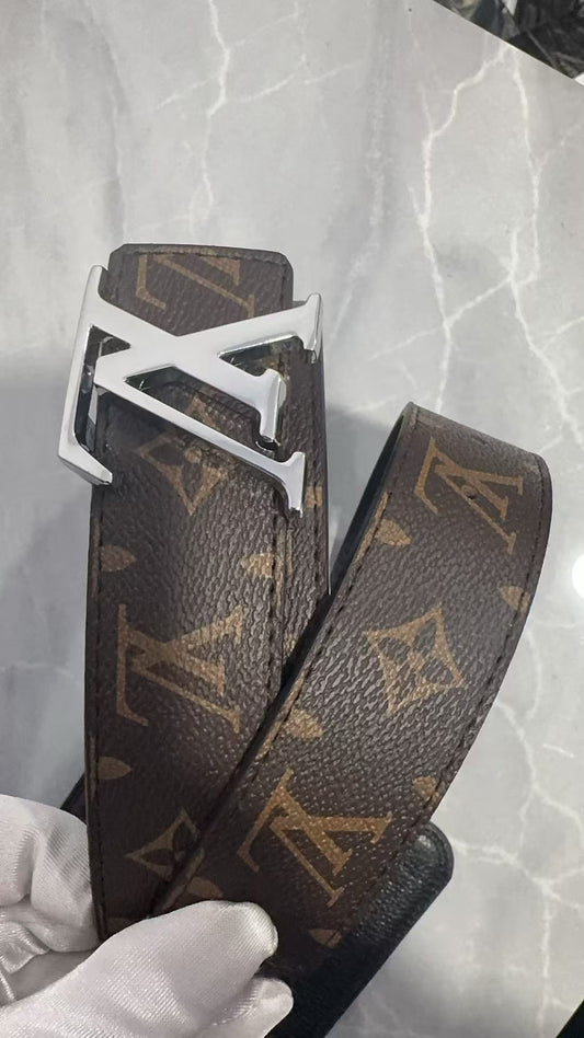 Brown Monogram Eclipse Belt Grey Buckle