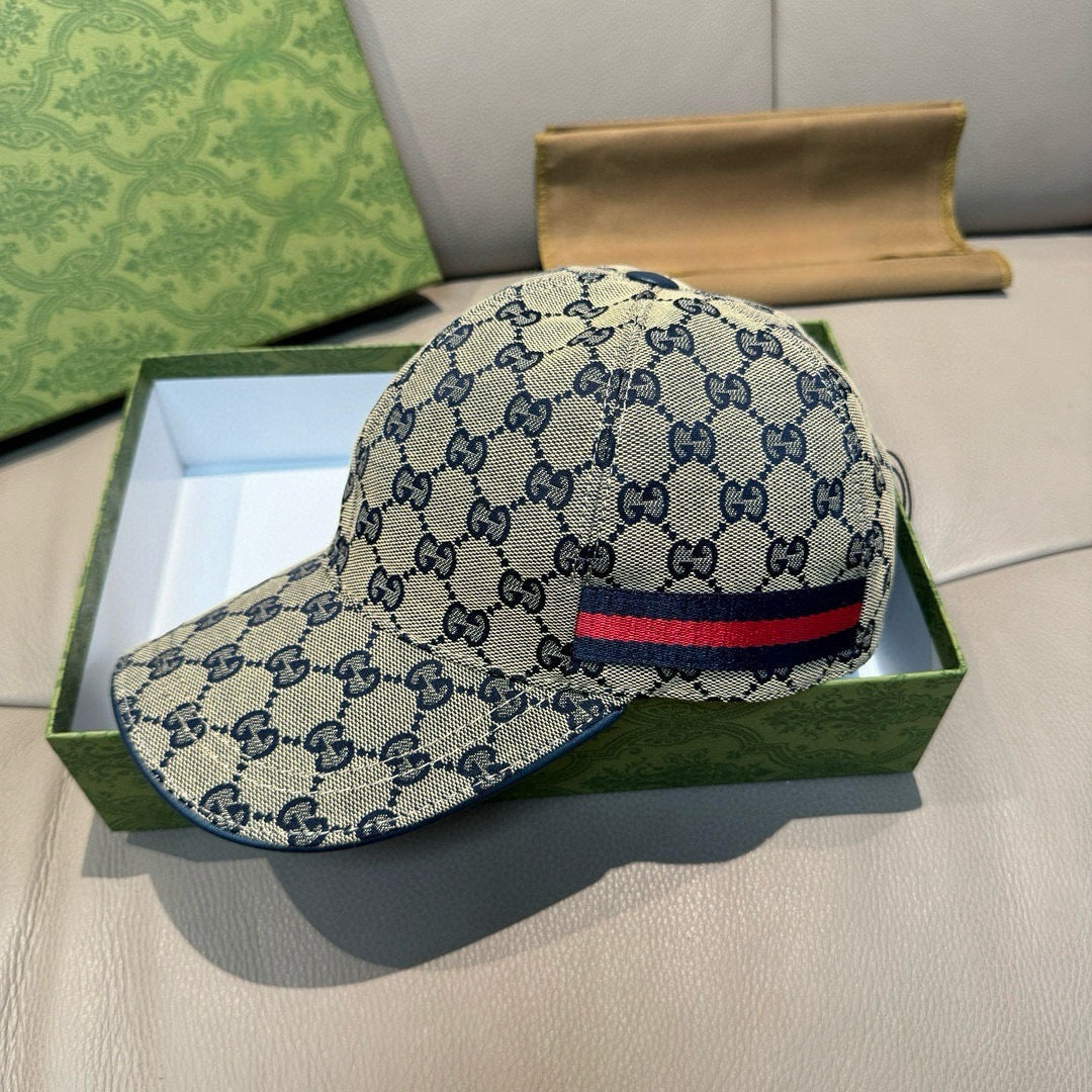 Gucci Web Stripe Detail Baseball Cap - (GREY/BLUE)