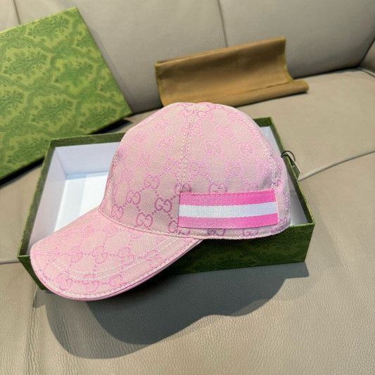 Gucci Web Stripe Detail Baseball Cap - (PINK)