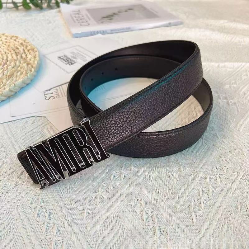 Amiri Pebbled Belt Black/Silver