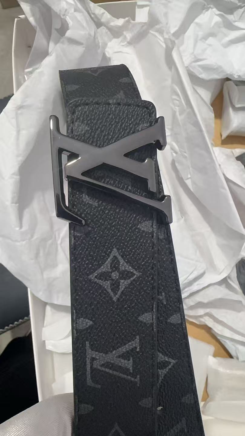 Black Monogram Eclipse Belt Triple Black Buckle