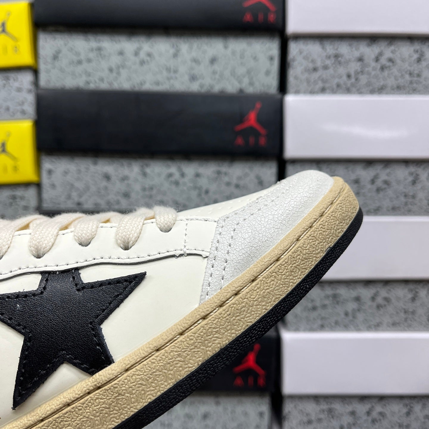 Golden Goose Ball Star Cream Black White