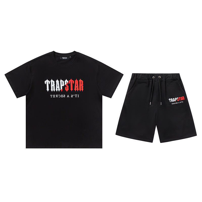 Trapstar Chenille Decoded Short Set Black/Red