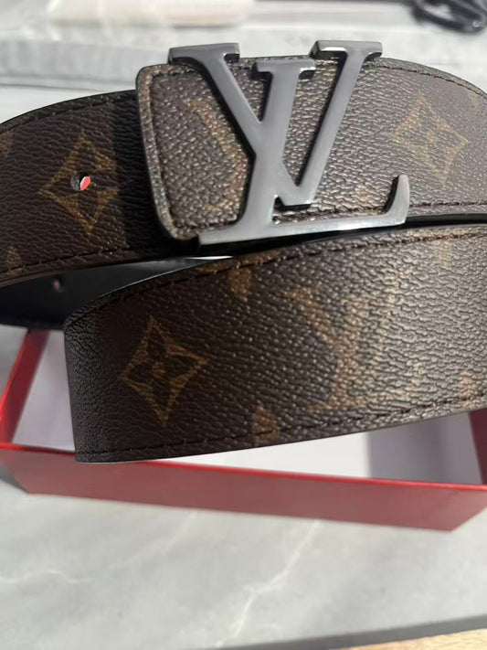 Brown Monogram Eclipse Belt Triple Black Buckle