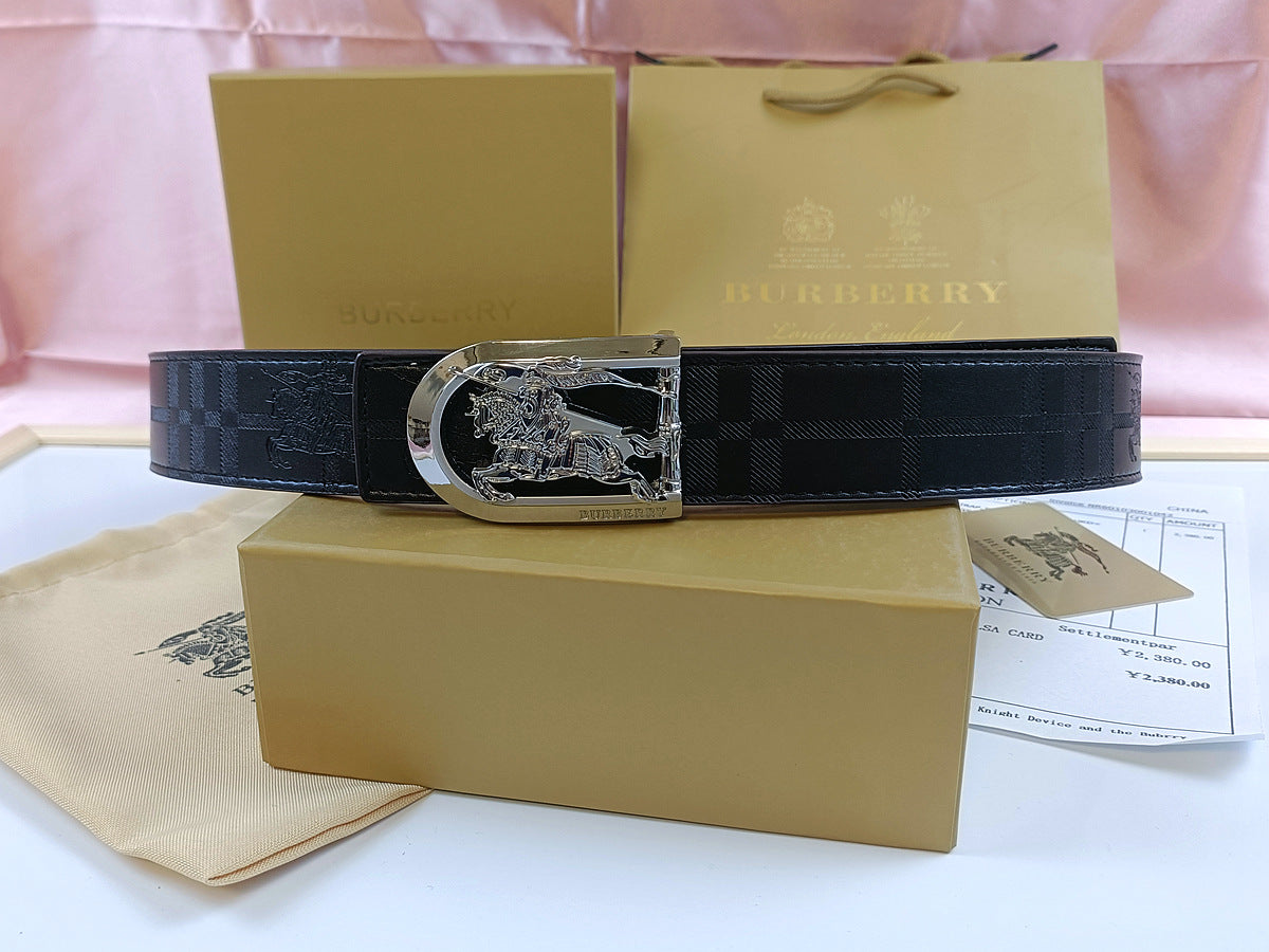 Burberry Horse Belt - (BLACK/SILVER)