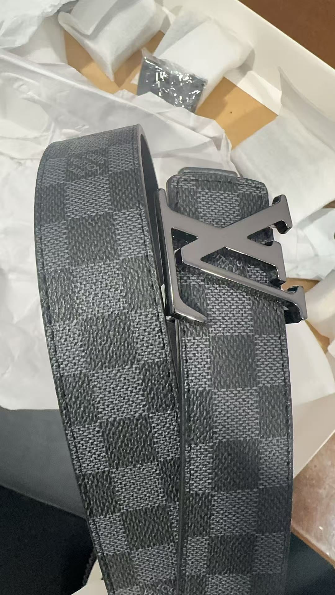 Black Damier Graphite Belt Triple Black Buckle