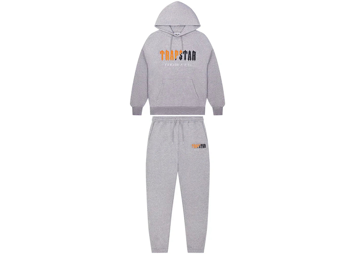 Trapstar Chenille Decoded Hoodie Tracksuit Grey/Orange