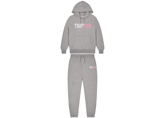 Trapstar Chenille Decoded Hoodie Tracksuit - (GREY/PINK)