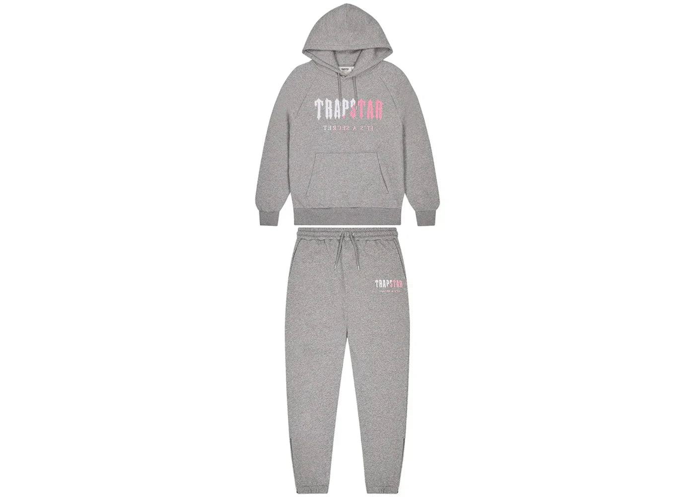 Trapstar Chenille Decoded Hoodie Tracksuit Grey/Pink