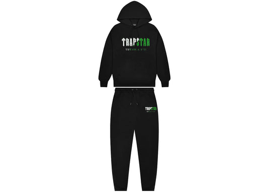 Trapstar Chenille Decoded Hoodie Tracksuit - (BLACK/GREEN)