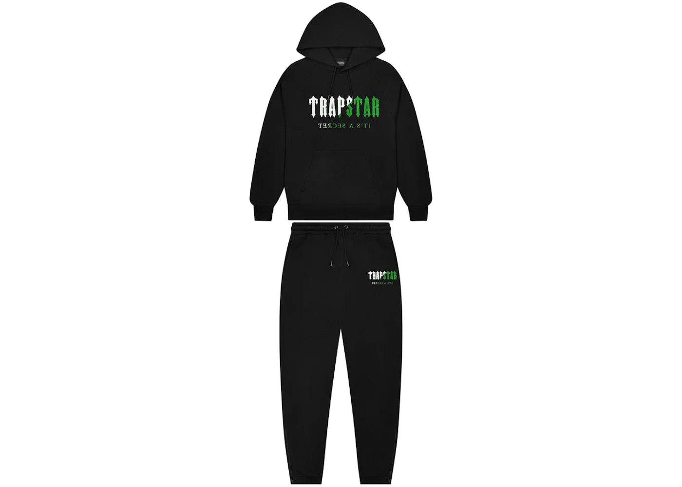 Trapstar Chenille Decoded Hoodie Tracksuit Black/White/Green
