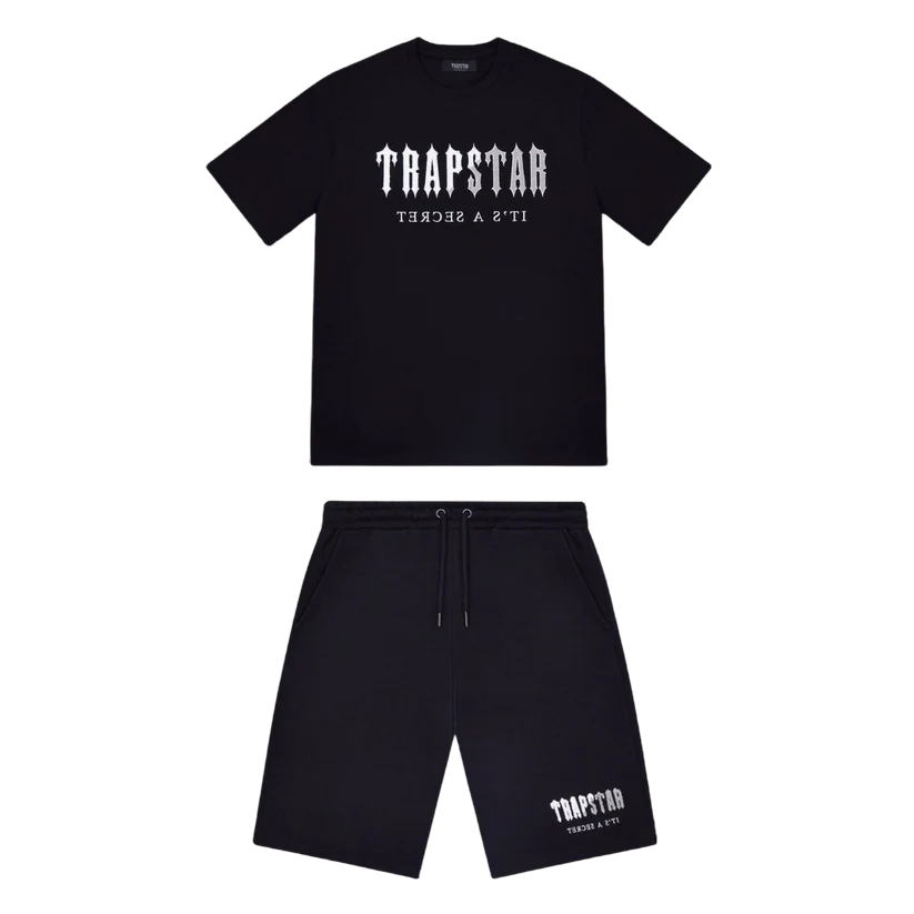 Trapstar Chenille Decoded Short Set Black/White