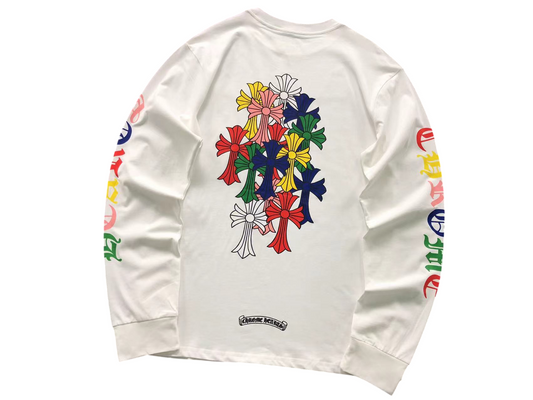 Chrome Hearts Multi Color Cross Cemetery Longsleeve White
