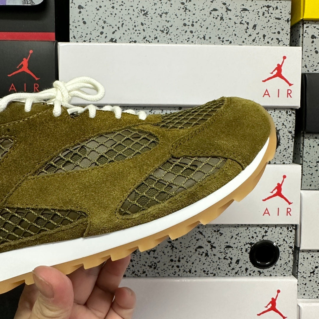 Bottega Veneta Orbit Khaki Suede Mesh