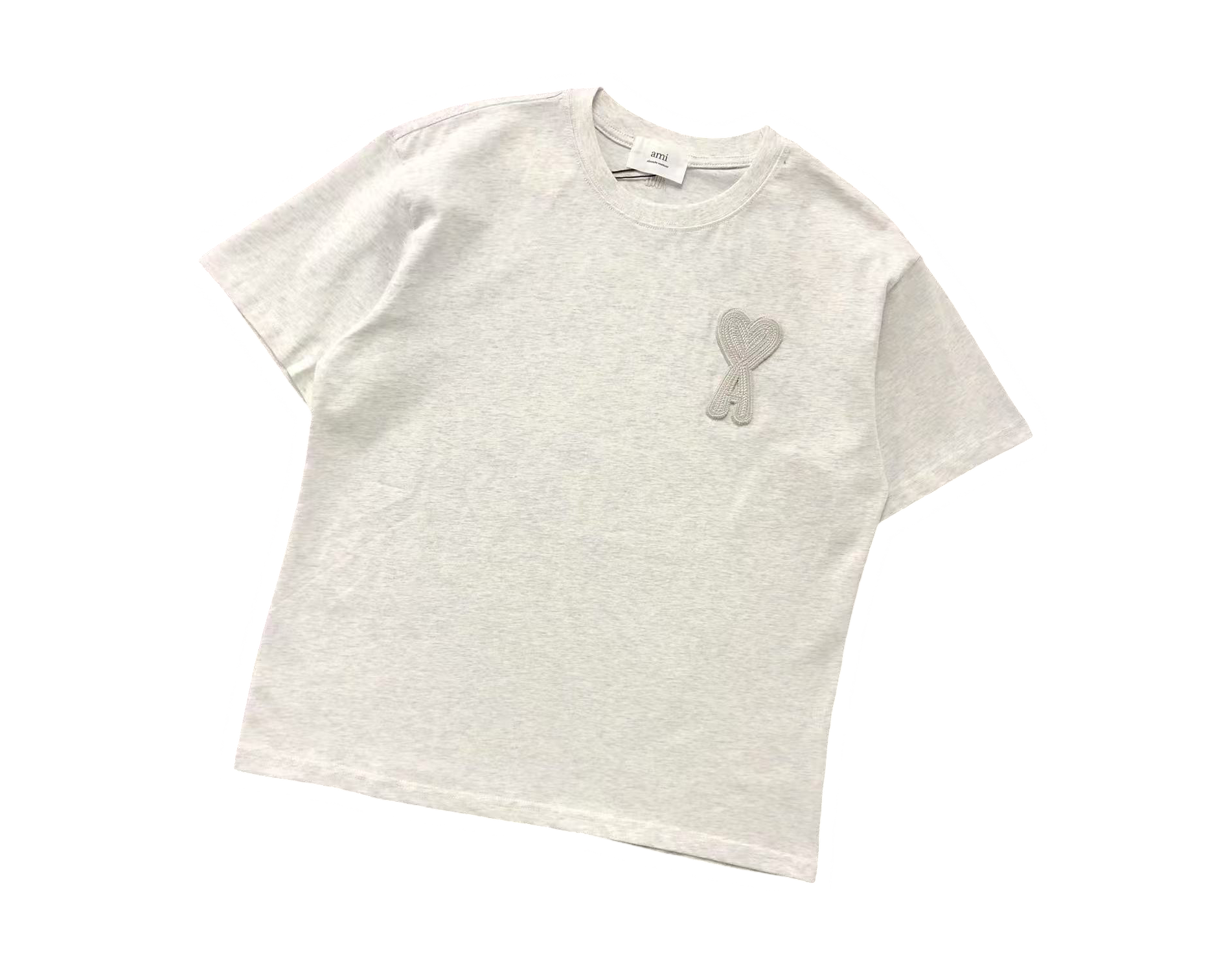 AMI Paris Maxi Heart Tee Light Grey