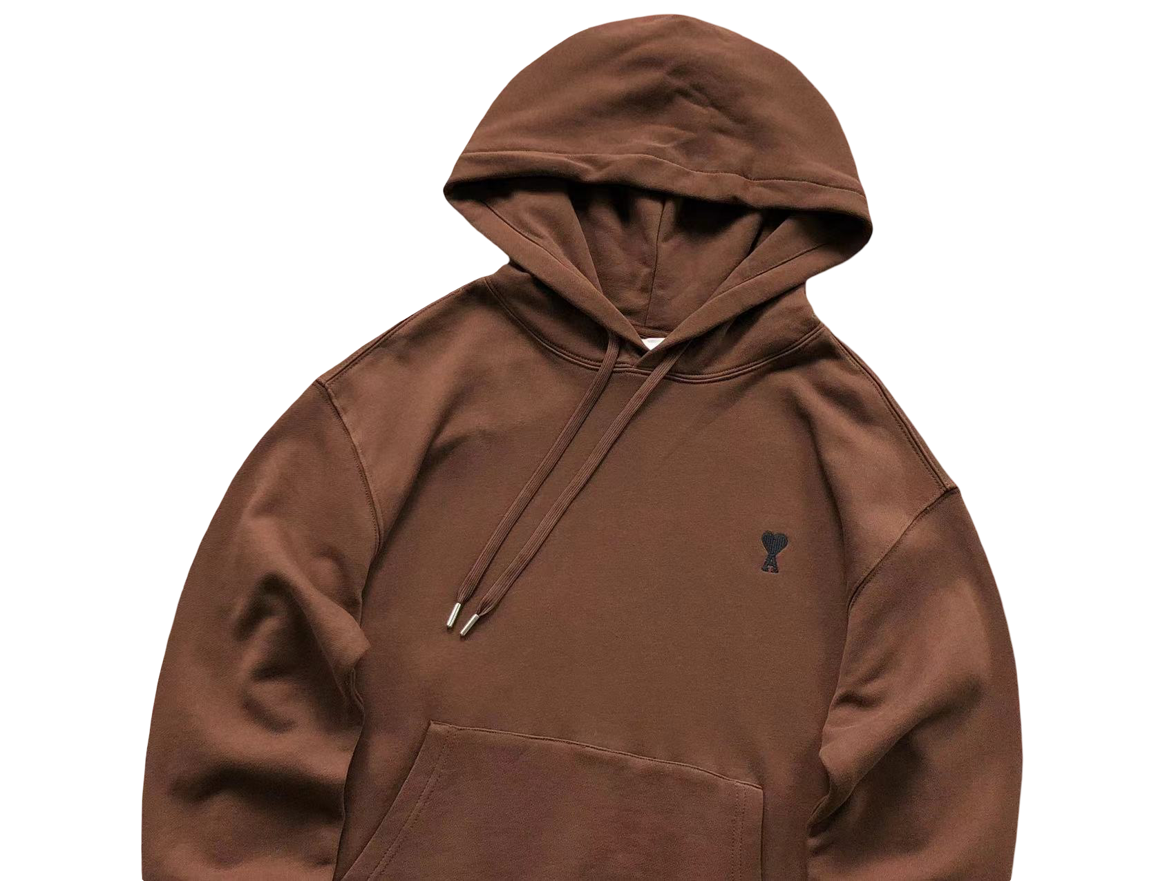 AMI Paris Black Heart Hoodie Brown