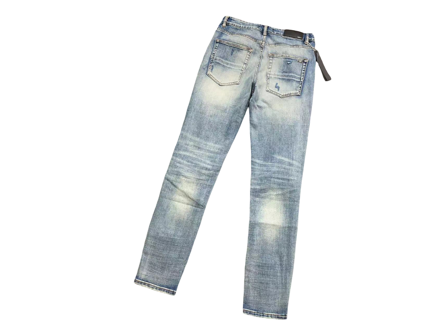 AMIRI Black Yellow Hole Denim Jeans Blue