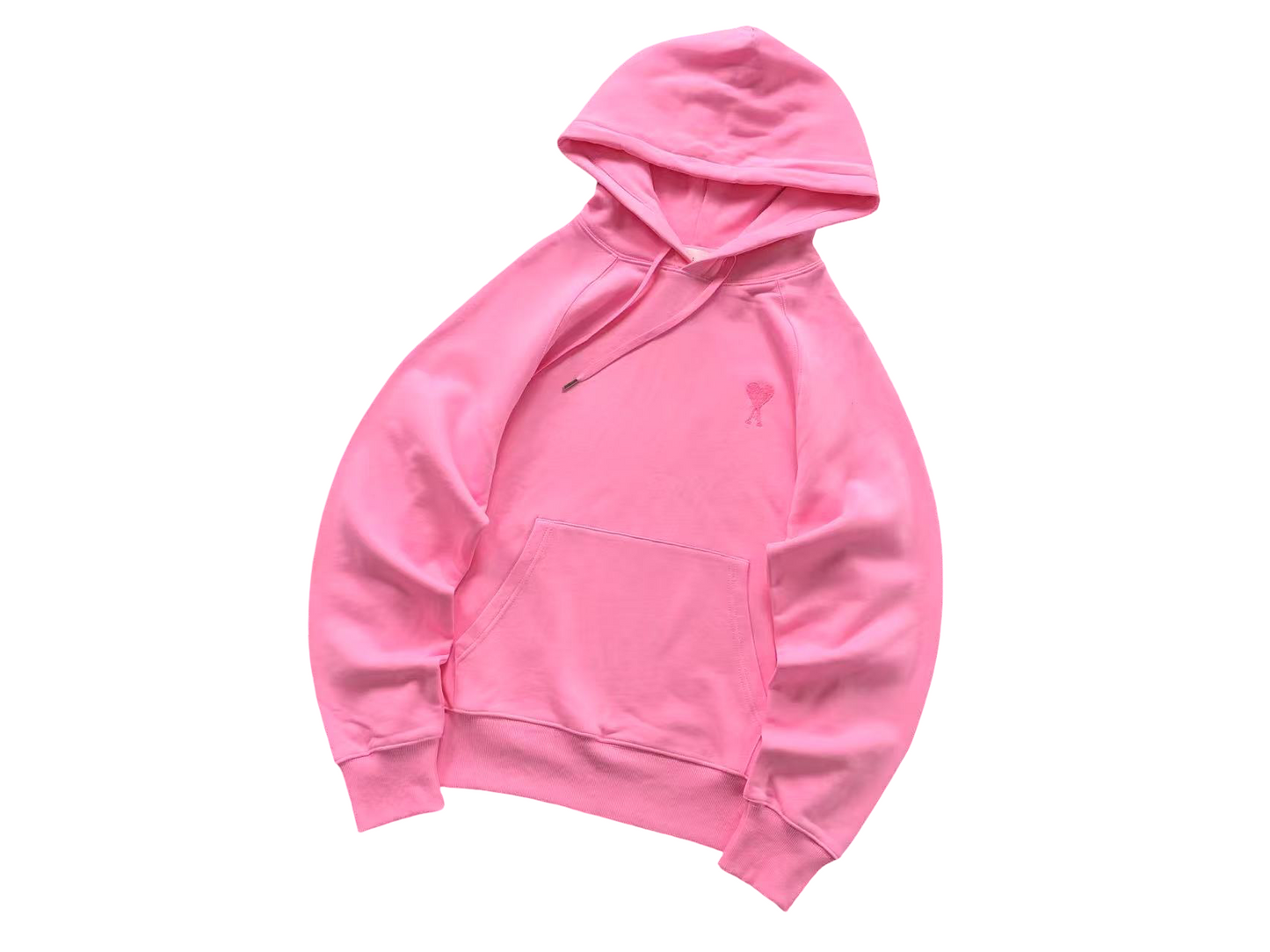 AMI Paris Red Heart Hoodie Pink