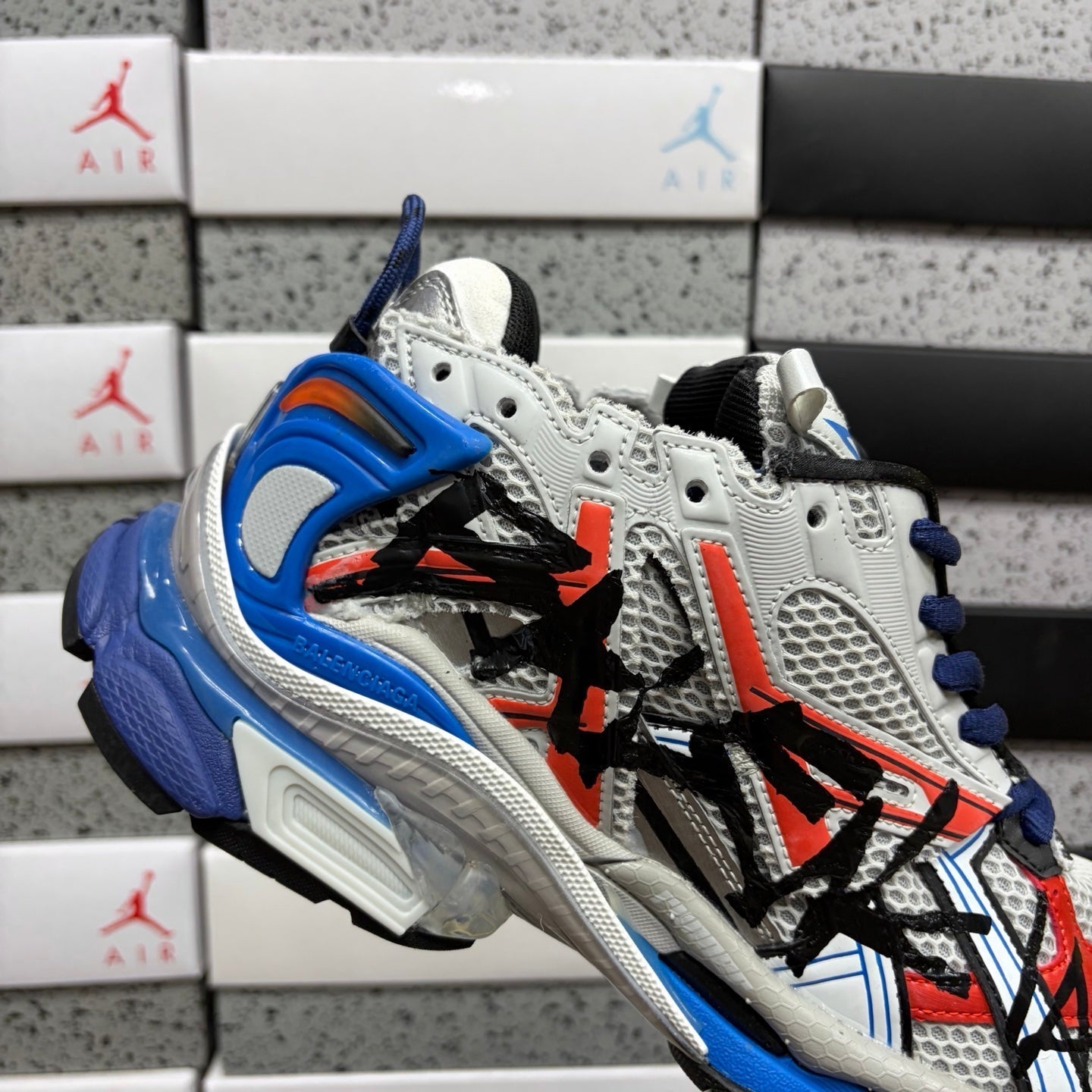 Balenciaga Runner 7.0 White Orange Blue Graffiti