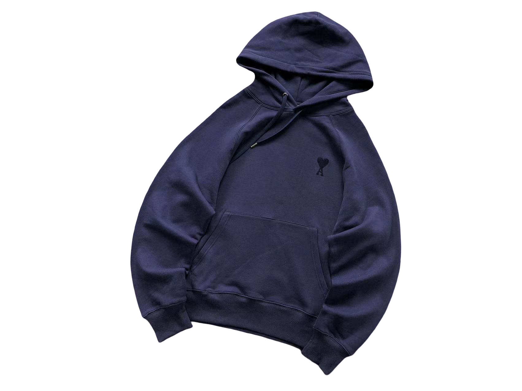 AMI Paris Red Heart Hoodie Navy