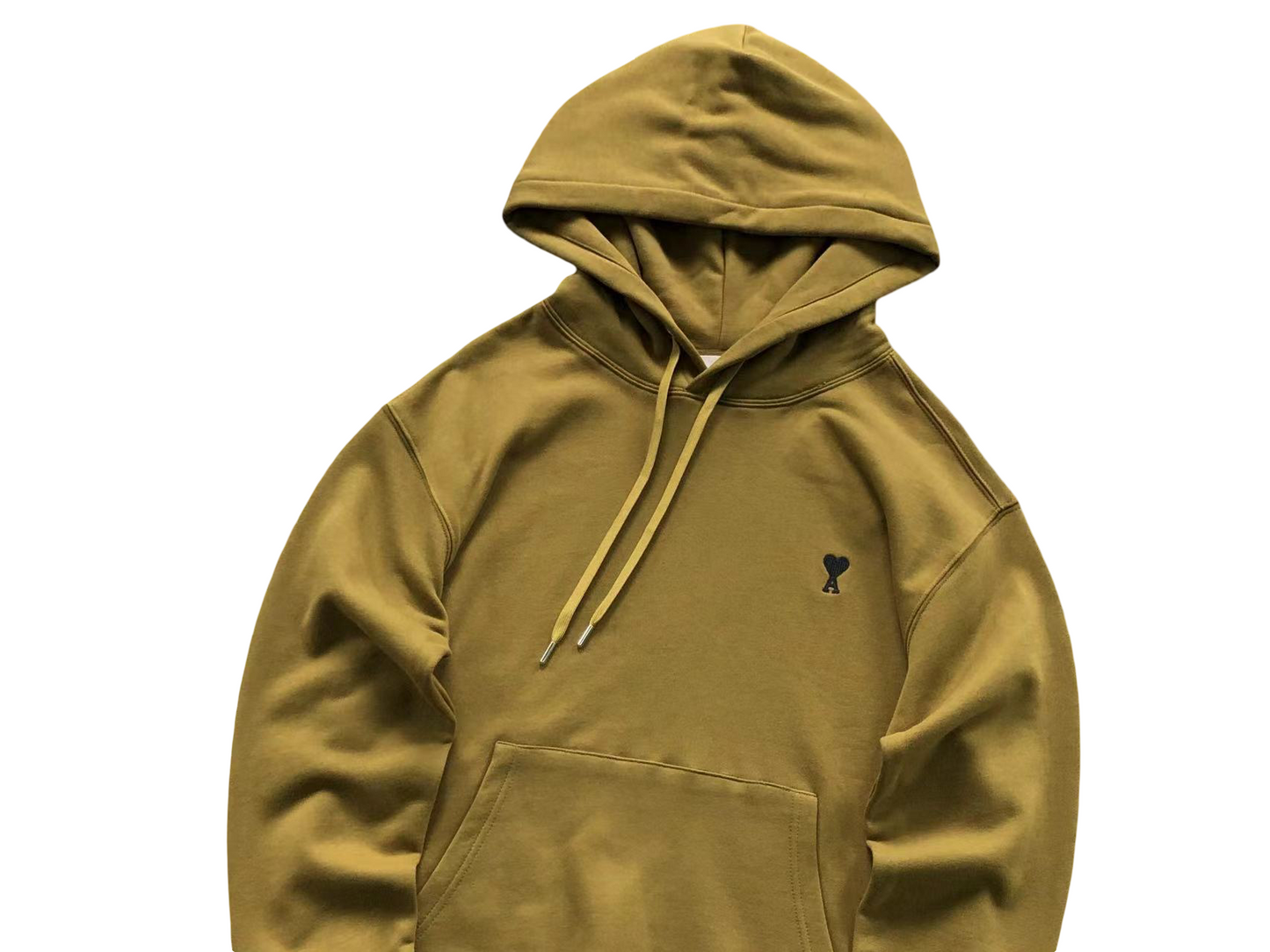 AMI Paris Black Heart Hoodie Mustard