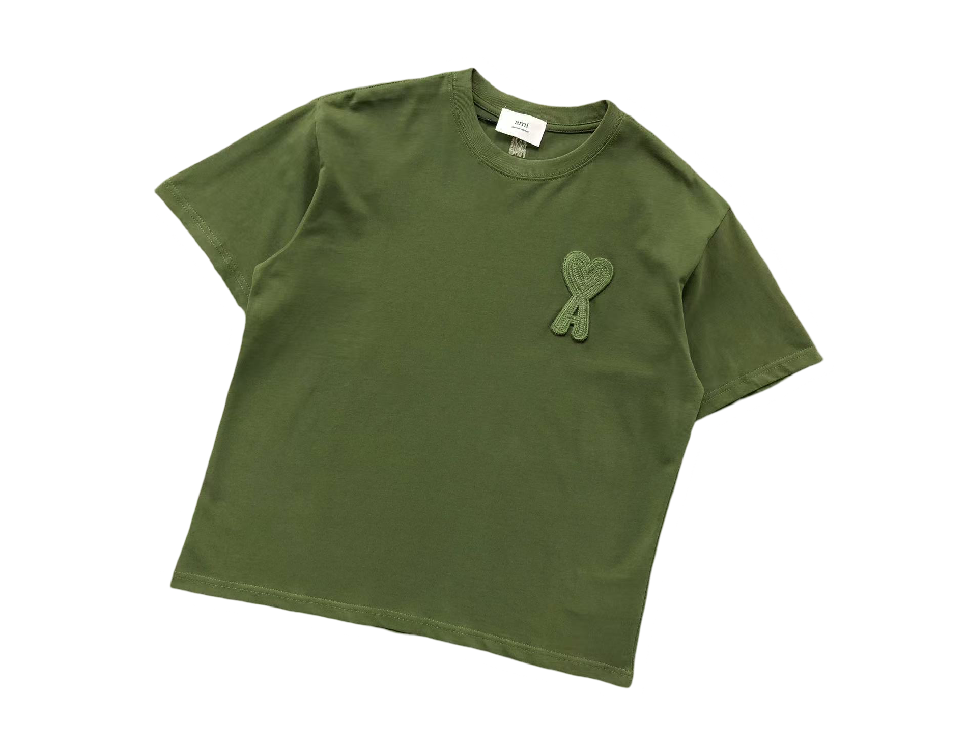 AMI Paris Maxi Heart Tee Khaki Green