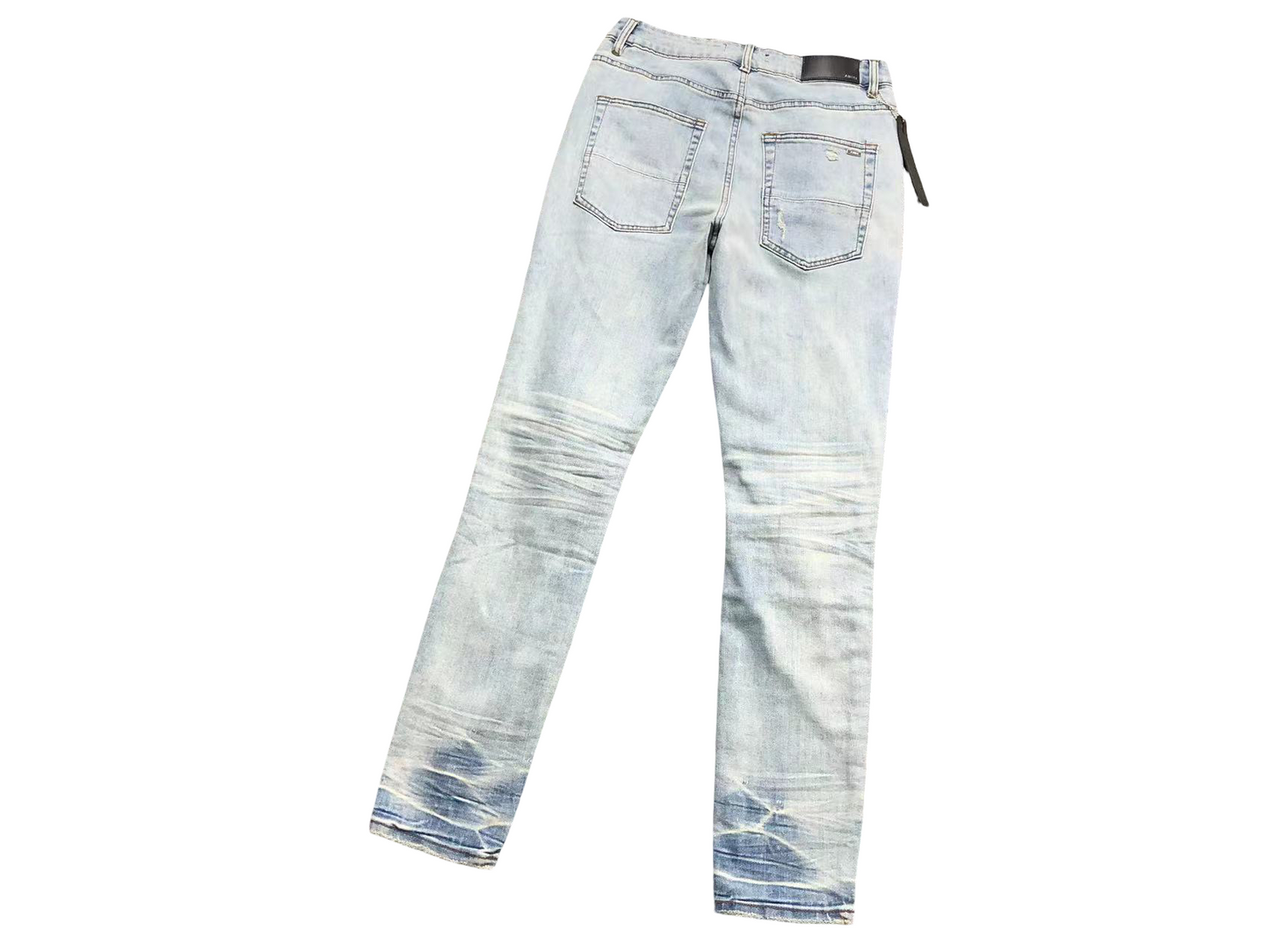 AMIRI Yellow Hole Denim Jeans - (BLUE)