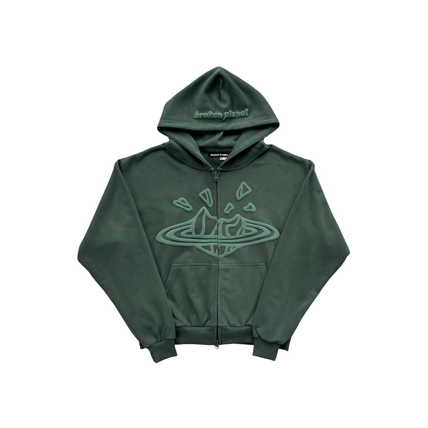Broken Planet Classic Zip Hoodie Emerald Green
