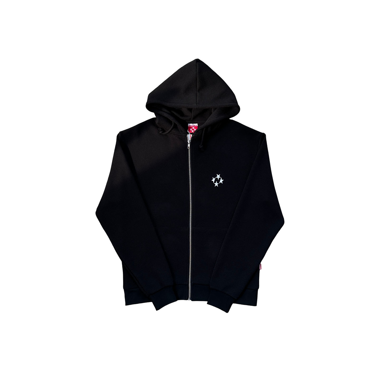 99Based Logo Waffle Zip Hoodie Black