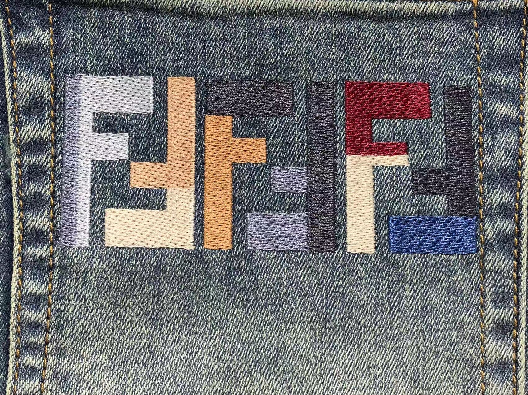 Fendi Mosaic Denim Jeans Blue